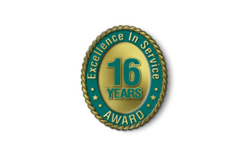 Excellence in Service - 16 Year Award